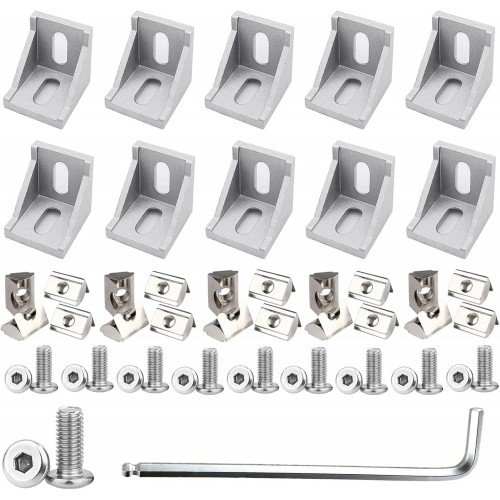 10Set 4040 Corner Bracket Connector Set for 4040 Aluminum Extrusion Accessories Silver